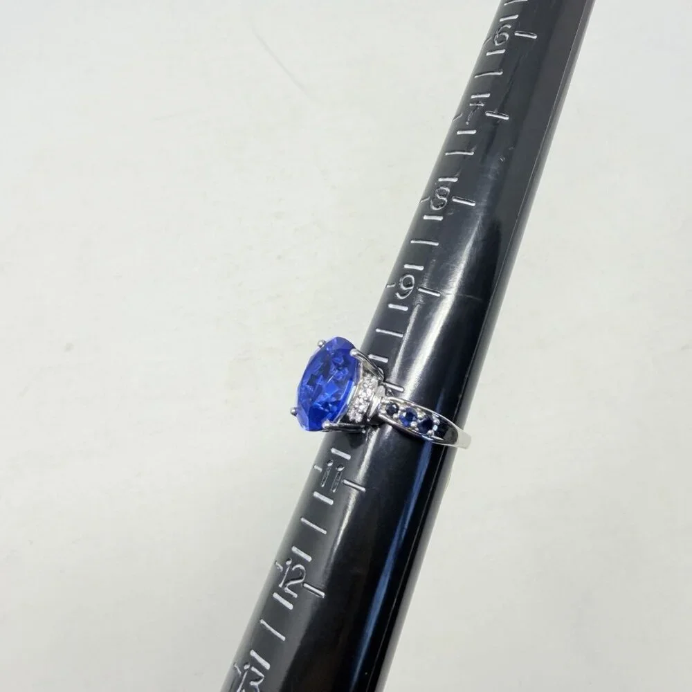 Shop LC Cornflower Blue Quartz Size 10 Ring Platinum Over‎ Sterling Silver 5373